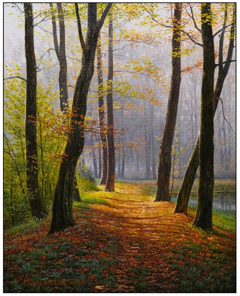 Obraz Mlynárčik Emil - Podzimní chodník u rybníka
